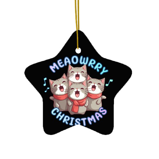 Christmas Kittens sing lovely Christmas song Ceramic Ornaments