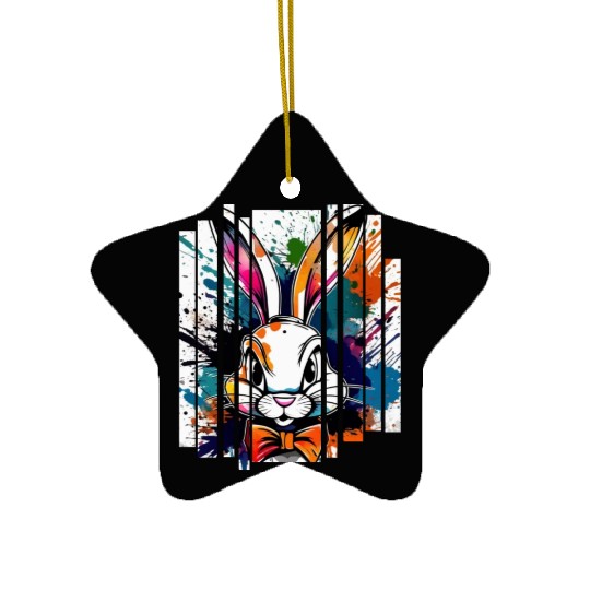 Rabbit Splash Painting Ceramic Ornaments