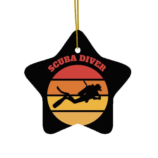Sunset Dive Silhouette Ceramic Ornaments