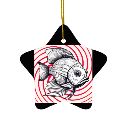 red striped fish Ceramic Ornaments