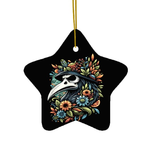 Spooky Halloween Horror Plague Doctor Black Death Ceramic Ornaments