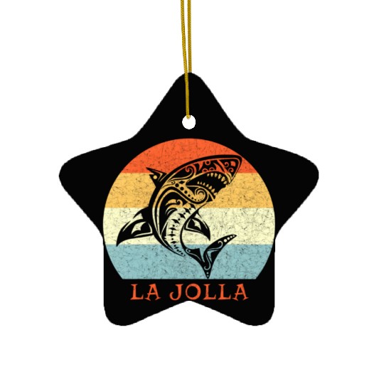 La Jolla California Vacation Tribal Shark Ceramic Ornaments