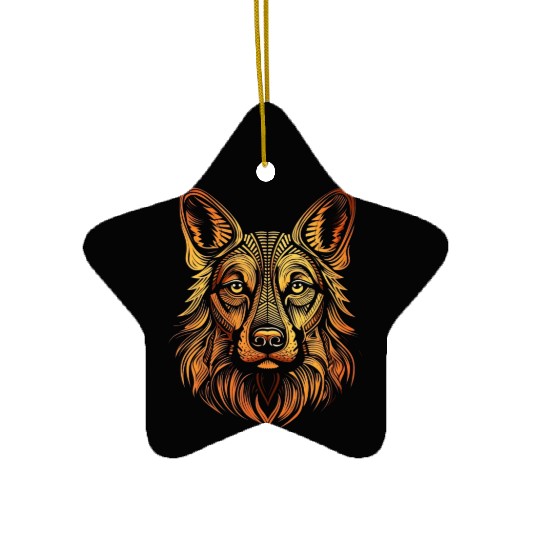 German Shepherd Funny Dog Street Art Comic Pet Ceramic Ornaments