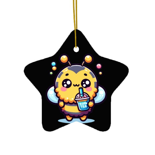 Adorable Kawaii Bee Cute Animal Boba Tea Bubble Ceramic Ornaments