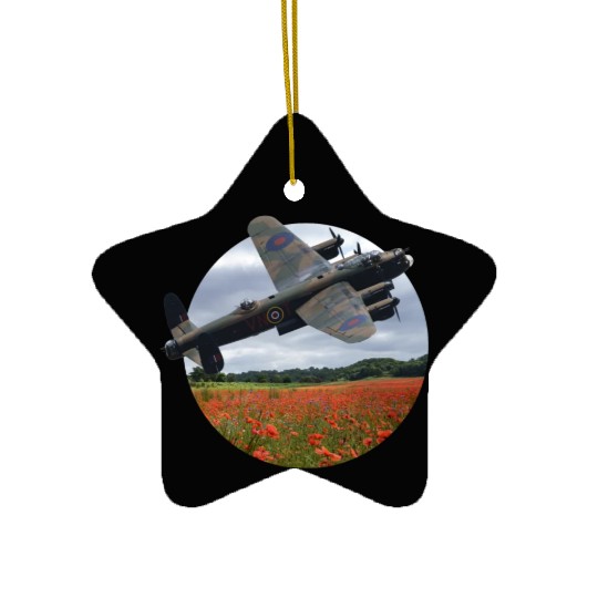 Avro Lancaster Bomber Over A Poppy Ceramic Ornaments