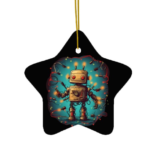 Tangled Techmas Bot Ceramic Ornaments