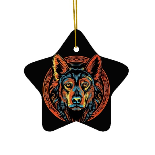 German Shepherd Funny Dog Street Art Comic Pet Ceramic Ornaments