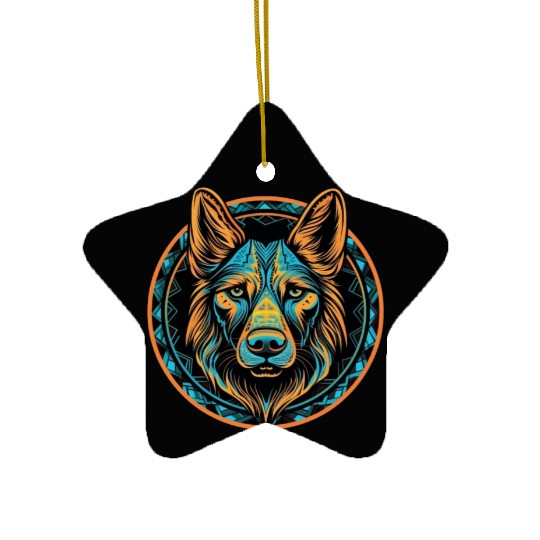 German Shepherd Funny Dog Street Art Comic Pet Ceramic Ornaments