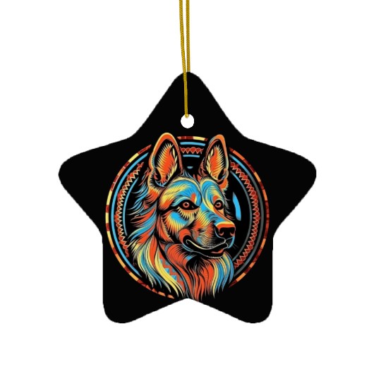 German Shepherd Funny Dog Street Art Comic Pet Ceramic Ornaments
