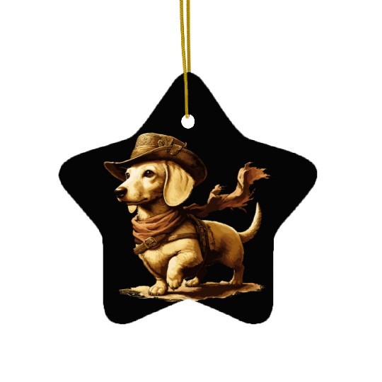 English Cream Dachshund Adventurer Ceramic Ornaments