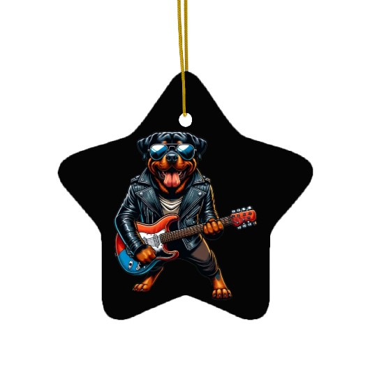 Rottweiler dog guitar design Ceramic Ornaments
