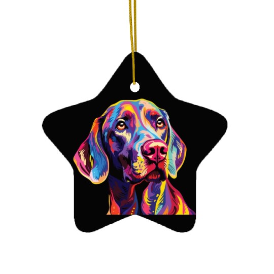 Watercolor Colorful Weimaraner Ceramic Ornaments
