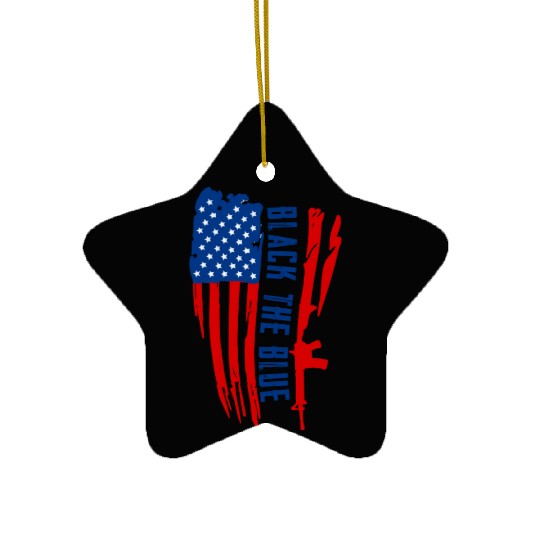 Black the blue American Oilfield USA Flag Ceramic Ornaments