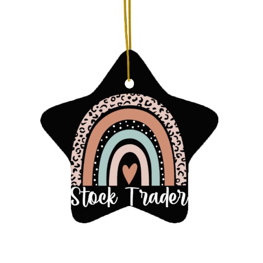 Stock Trader Rainbow Leopard Funny Stock Trader Ceramic Ornaments