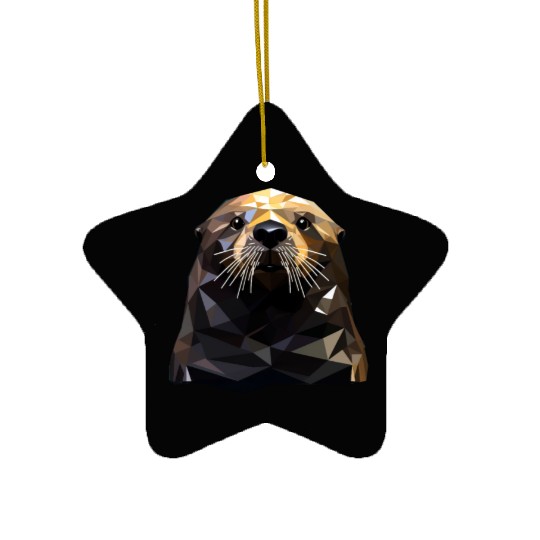 Geometric Style Sea Otter Ceramic Ornaments