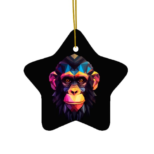 Geometric Style Chimpanzee Ceramic Ornaments
