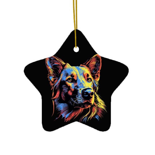 German Shepherd Funny Dog Street Art Comic Pet Ceramic Ornaments