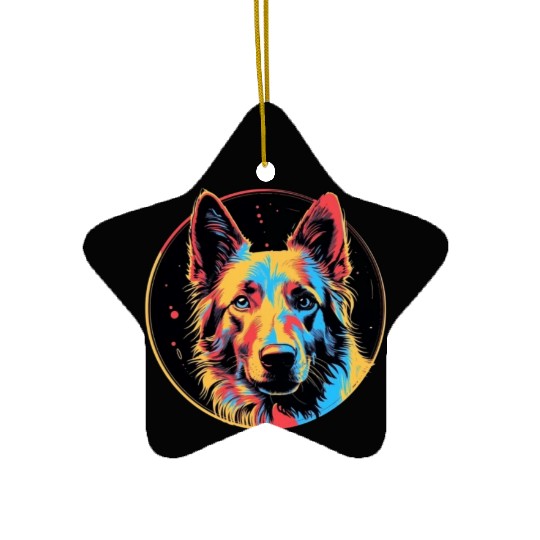 German Shepherd Funny Dog Street Art Comic Pet Ceramic Ornaments