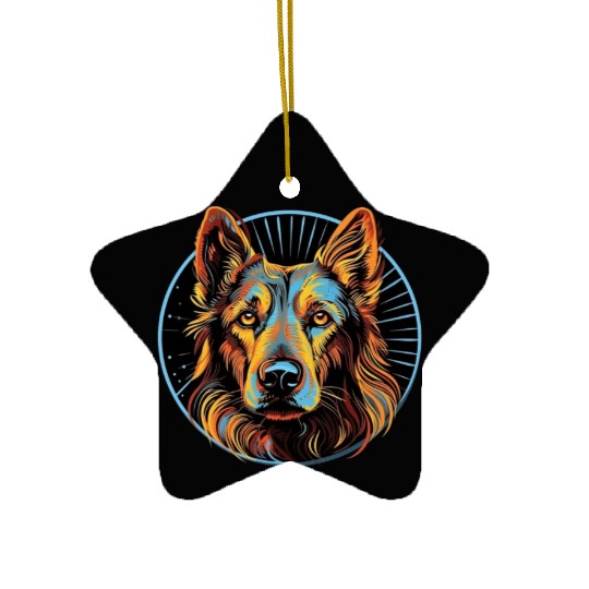 German Shepherd Funny Dog Street Art Comic Pet Ceramic Ornaments