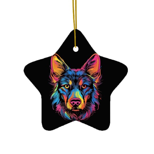 German Shepherd Funny Dog Street Art Comic Pet Ceramic Ornaments