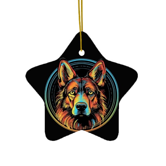 German Shepherd Funny Dog Street Art Comic Pet Ceramic Ornaments