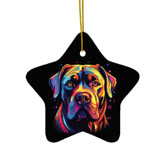 Watercolor Colorful Cane Corso Ceramic Ornaments
