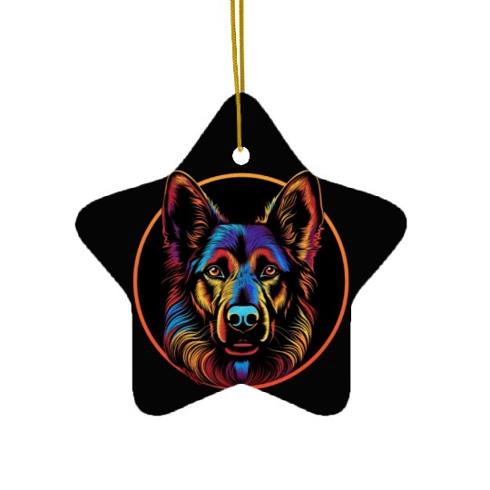 German Shepherd Funny Dog Street Art Comic Pet Ceramic Ornaments