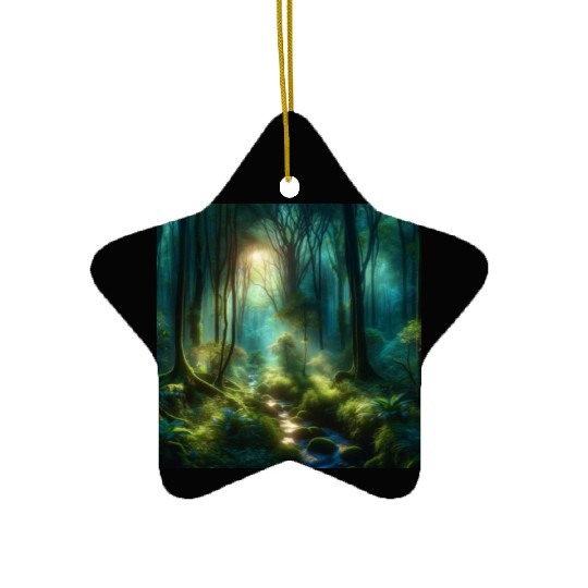 Twilight Enchantment A Mystical Forest Scene Ceramic Ornaments
