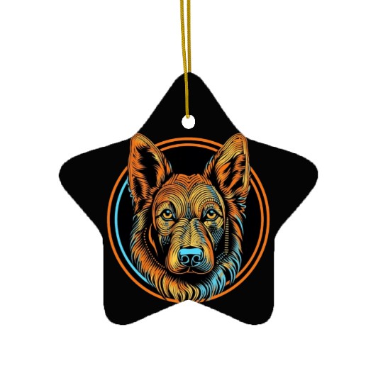 German Shepherd Funny Dog Street Art Comic Pet Ceramic Ornaments