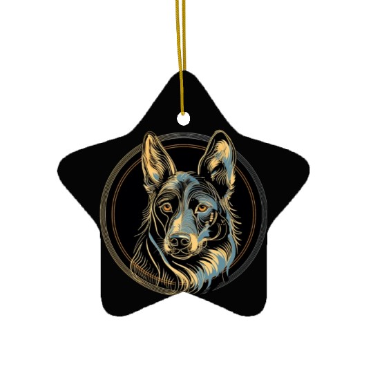 German Shepherd Funny Dog Street Art Comic Pet Ceramic Ornaments
