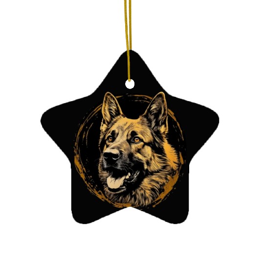 German Shepherd Funny Dog Street Art Comic Pet Ceramic Ornaments