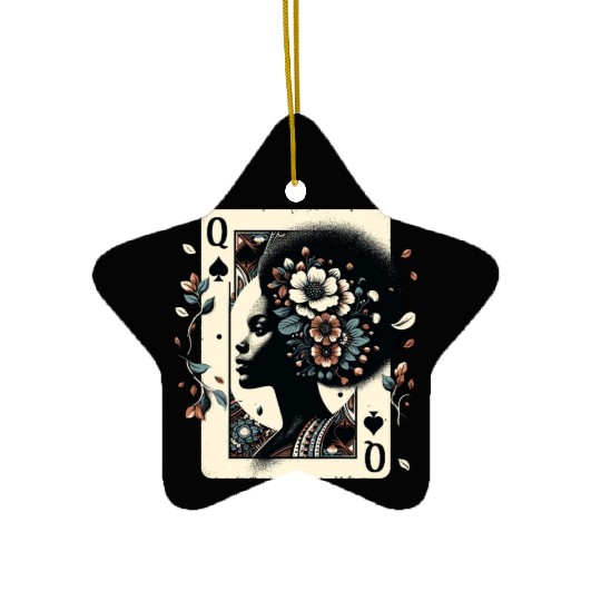 Black Queen Poker Tarot Card African American Ceramic Ornaments