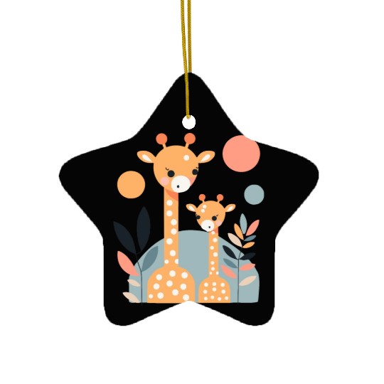 Giraffe Family Ceramic Ornaments