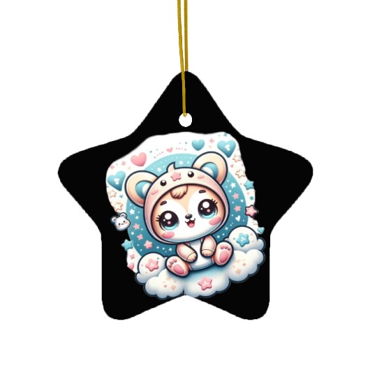 Cloudy Cuddles: Playful Baby Panda Ceramic Ornaments