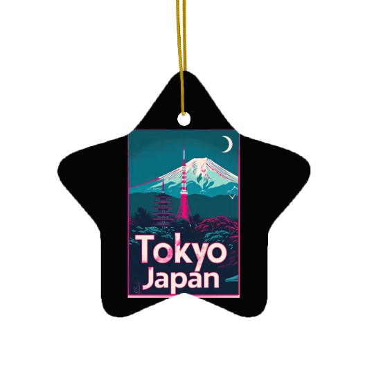 Vintage Style Tokyo Travel Poster Ceramic Ornaments