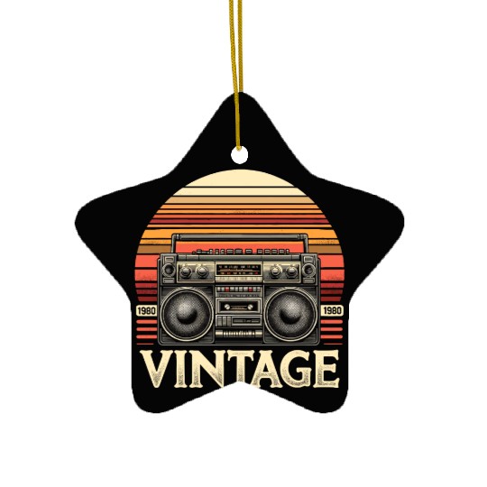 Vintage Boombox Old School 80s Music Retro Ceramic Ornaments