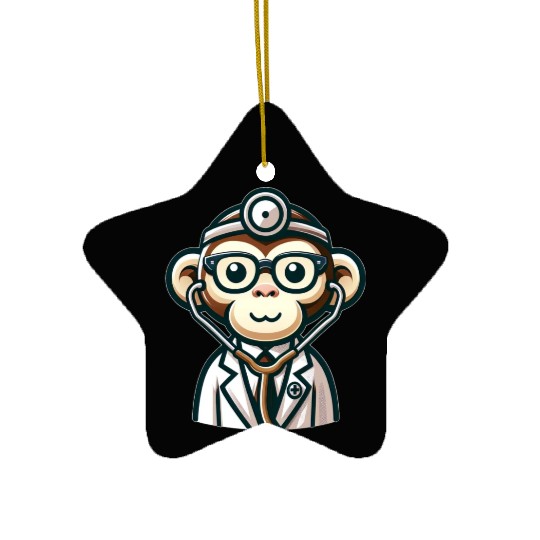 Cute Monkey Doctor Ceramic Ornaments