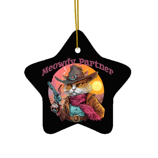Purrfect Outlaw Showdown - Meowdy Partner Ceramic Ornaments