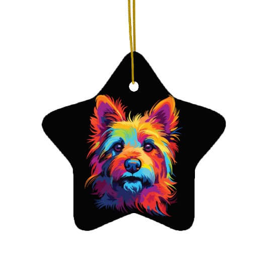 Watercolor Colorful Australian Terrier Ceramic Ornaments