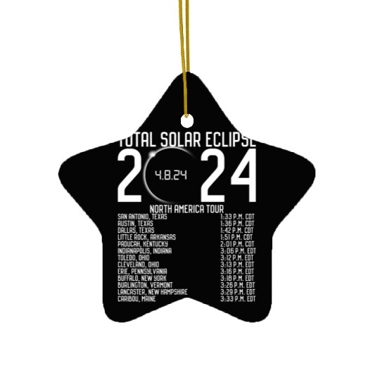 North America Tour 2024 Totality Solar Eclipse Ceramic Ornaments