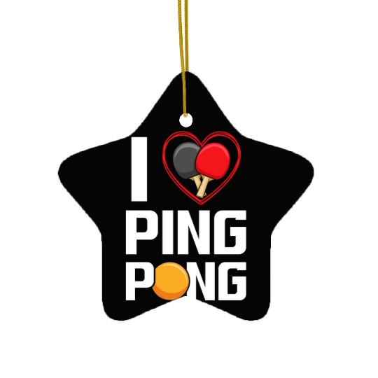I Love Ping Pong Paddle Racket Sports Table Tennis Ceramic Ornaments