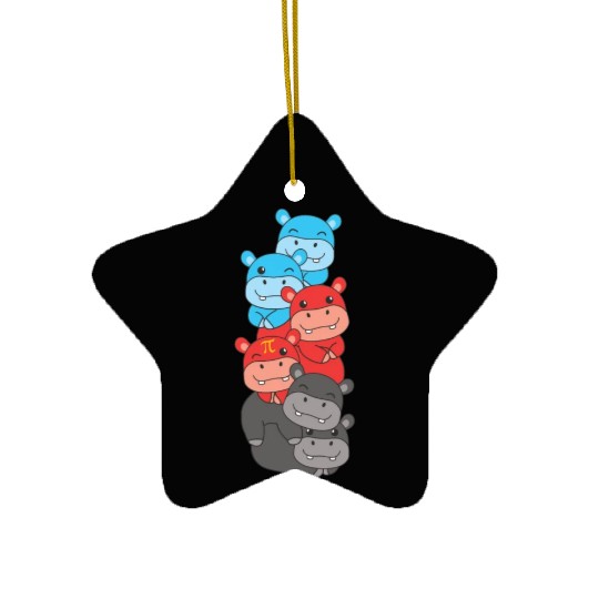 Polyamory Flag Pride Lgbtq Cute Hippo Ceramic Ornaments