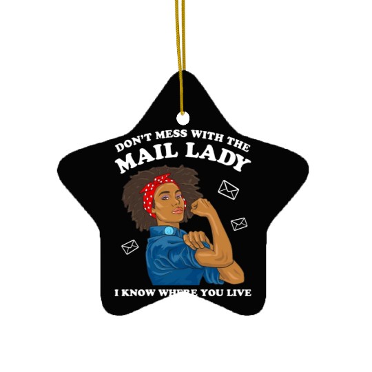 African American Postal Worker Mail Lady Funny Ceramic Ornaments