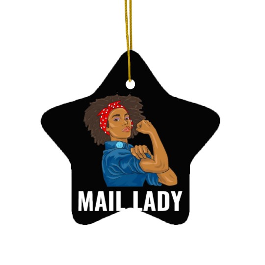 African American Postal Worker Mail Lady Funny Ceramic Ornaments