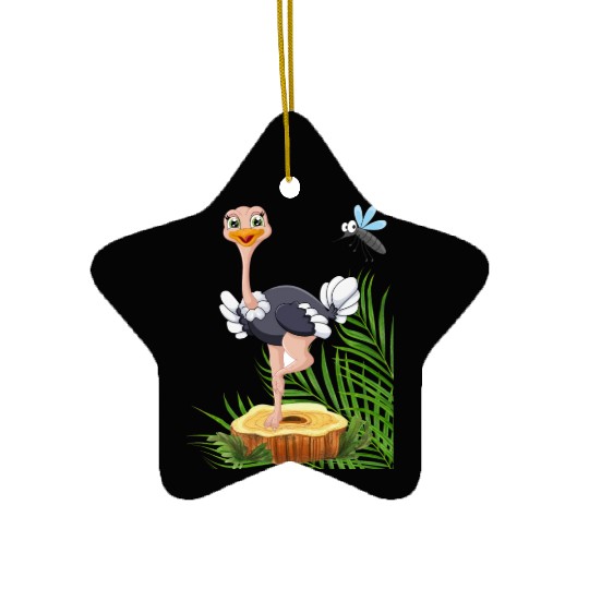 Whimsical Stork with Insect View Ceramic Ornaments
