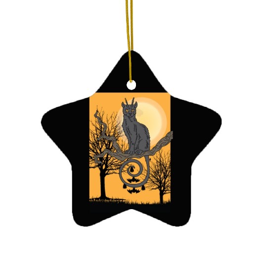 Cat Full Moon Cat Parent Gift Ceramic Ornaments