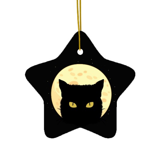Cat Full Moon Cat Owner Gift Ceramic Ornaments