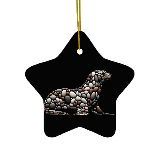 Pebble Seal Silhouette Ceramic Ornaments