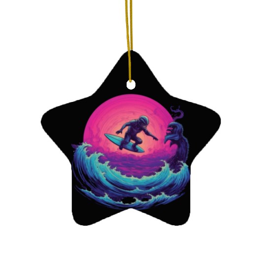 Dangerous Planet Surfing, Alien Creature Encounter Ceramic Ornaments