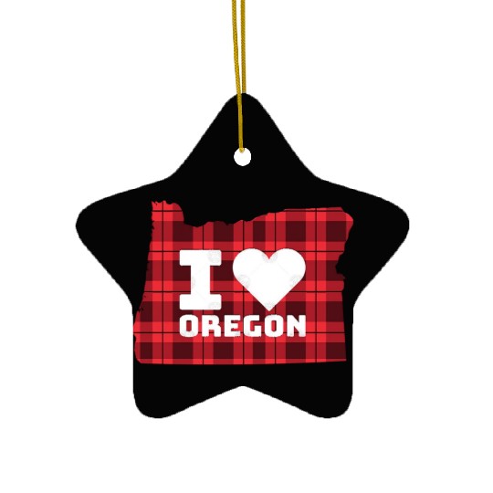 I Love Oregon Ceramic Ornaments